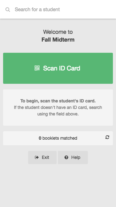 Crowdmark's Exam Matcher app, Home screen